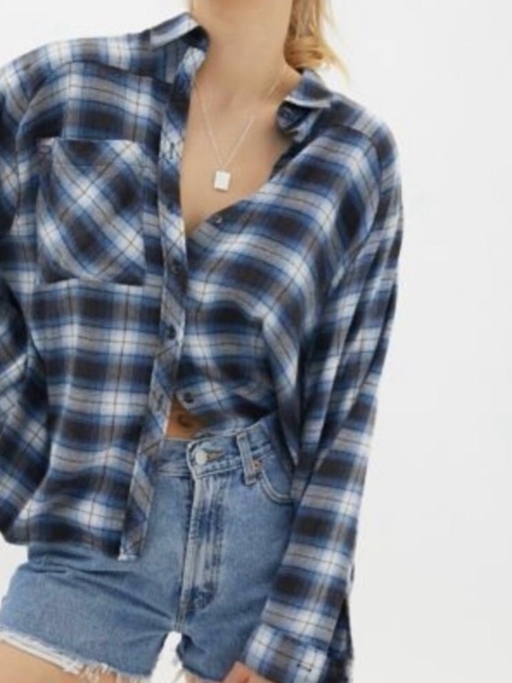BDG Blue Plaid Flannel Shirt